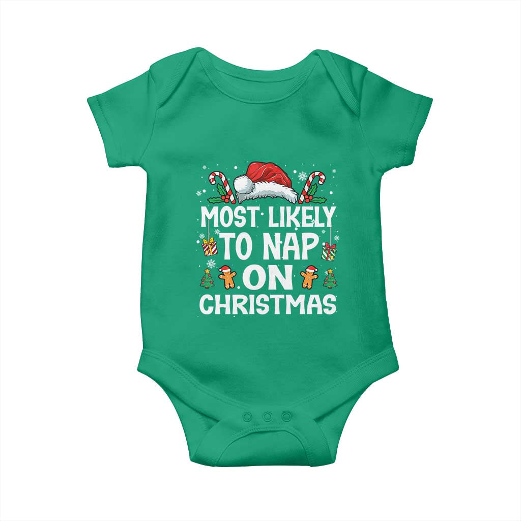 Family Matching Christmas Baby Onesie Most Likely To Nap On Xmas TS10 Irish Green Print Your Wear