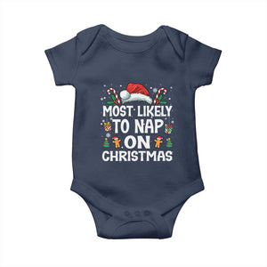 Family Matching Christmas Baby Onesie Most Likely To Nap On Xmas TS10 Navy Print Your Wear