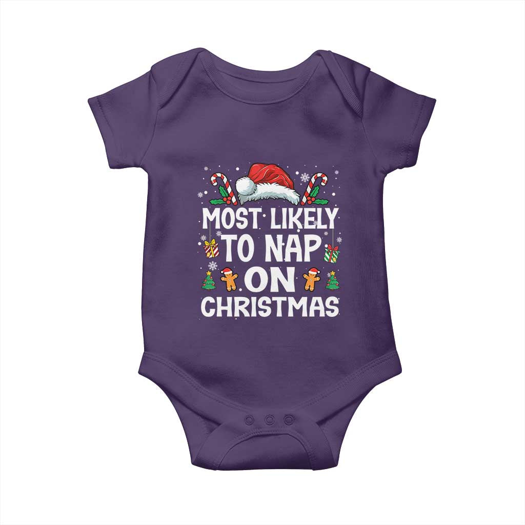 Family Matching Christmas Baby Onesie Most Likely To Nap On Xmas TS10 Purple Print Your Wear