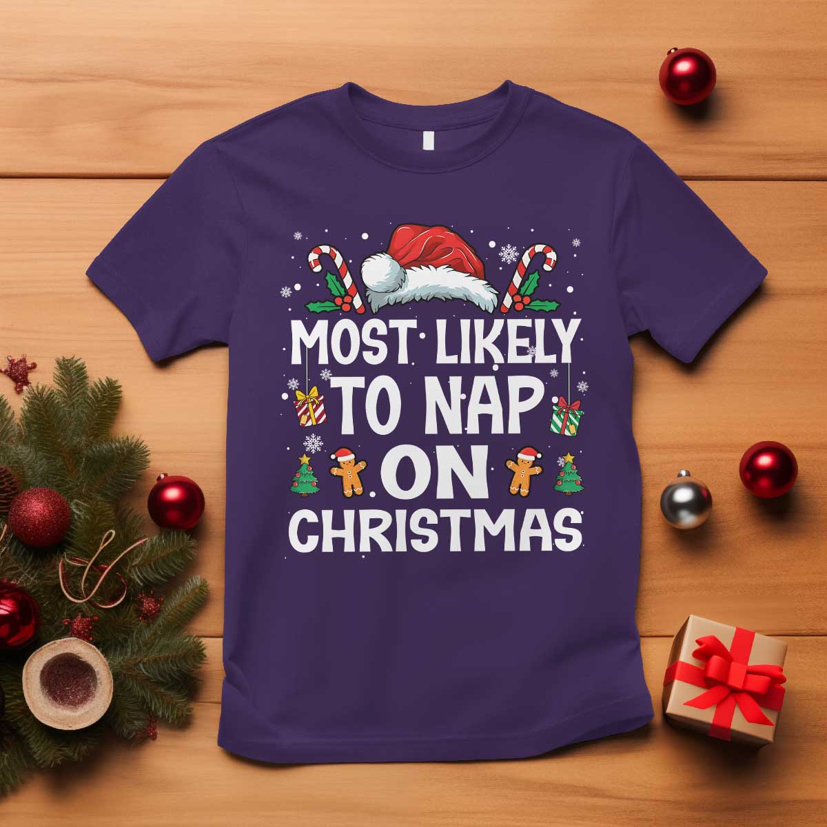 Family Matching Christmas T Shirt Most Likely To Nap On Xmas TS10 Purple Print Your Wear