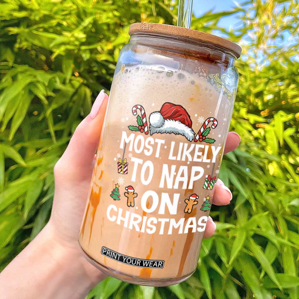 Family Matching Christmas Glass Can Most Likely To Nap On Xmas TS10 Black Print Your Wear