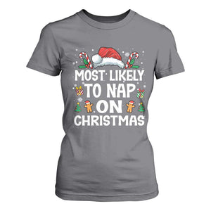 Family Matching Christmas T Shirt For Women Most Likely To Nap On Xmas TS10 Charcoal Print Your Wear