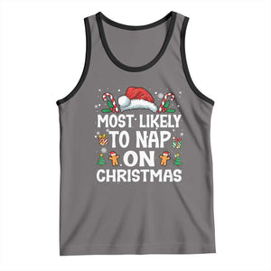 Family Matching Christmas Tank Top Most Likely To Nap On Xmas TS10 Deep Heather Black Print Your Wear
