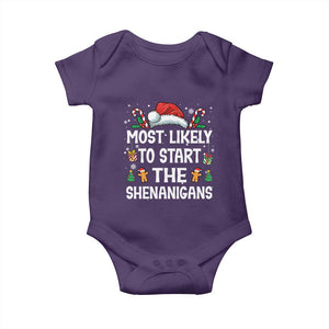 Family Matching Christmas Baby Onesie Most Likely To Start All The Shenanigans TS10 Purple Print Your Wear