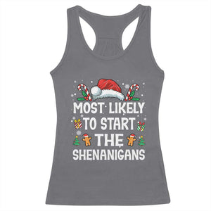 Family Matching Christmas Racerback Tank Top Most Likely To Start All The Shenanigans TS10 Charcoal Print Your Wear