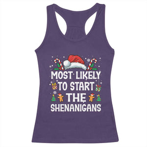Family Matching Christmas Racerback Tank Top Most Likely To Start All The Shenanigans TS10 Purple Print Your Wear