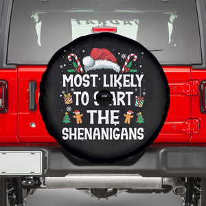 Family Matching Christmas Spare Tire Cover Most Likely To Start All The Shenanigans TS10 Black Print Your Wear