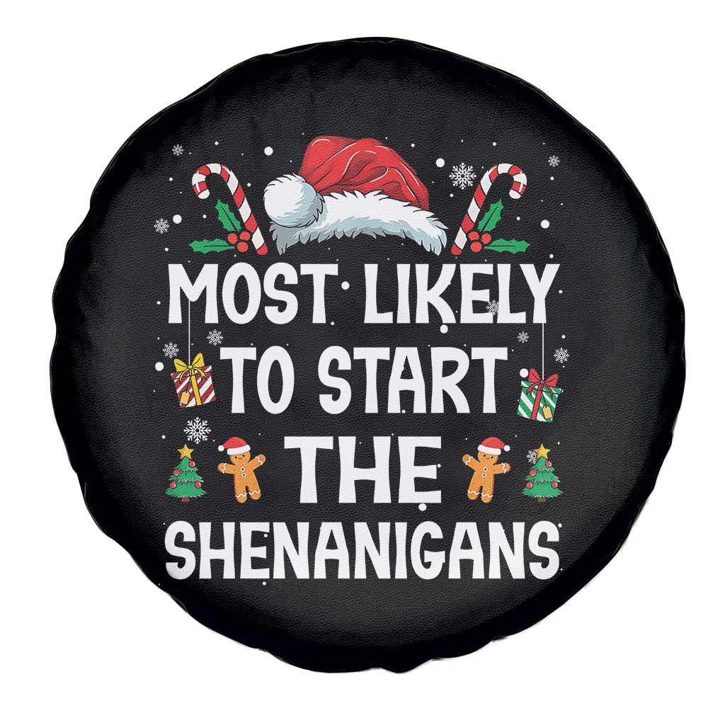 Family Matching Christmas Spare Tire Cover Most Likely To Start All The Shenanigans TS10 Print Your Wear