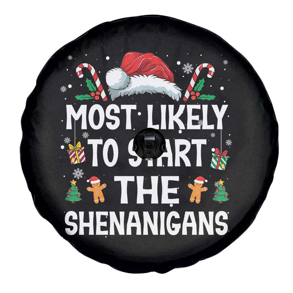 Family Matching Christmas Spare Tire Cover Most Likely To Start All The Shenanigans TS10 Print Your Wear
