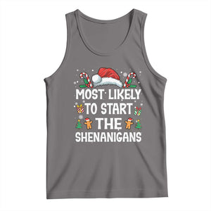 Family Matching Christmas Tank Top Most Likely To Start All The Shenanigans TS10 Deep Heather Print Your Wear