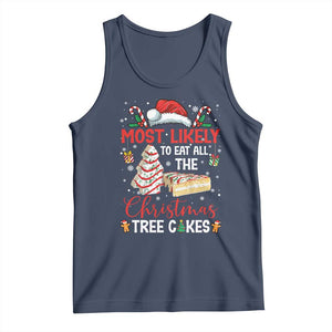 Funny Christmas Squad Tank Top Most Likely To Eat All The Christmas Tree Cakes TS10 Navy Print Your Wear