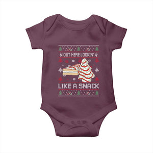 Debbies Christmas Tree Cake Baby Onesie Out Here Lookin Like A Snack TS10 Maroon Print Your Wear