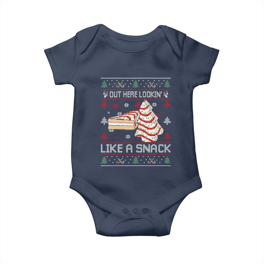 Debbies Christmas Tree Cake Baby Onesie Out Here Lookin Like A Snack TS10 Navy Print Your Wear