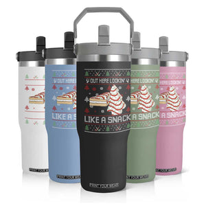 Debbies Christmas Tree Cake Flip Straw Tumbler Out Here Lookin Like A Snack TS10 Print Your Wear