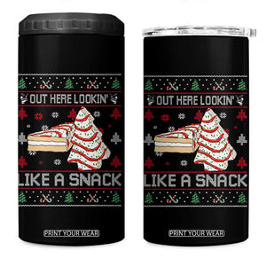 Debbies Christmas Tree Cake 4 in 1 Can Cooler Tumbler Out Here Lookin Like A Snack TS10 One Size: 16 oz Black Print Your Wear