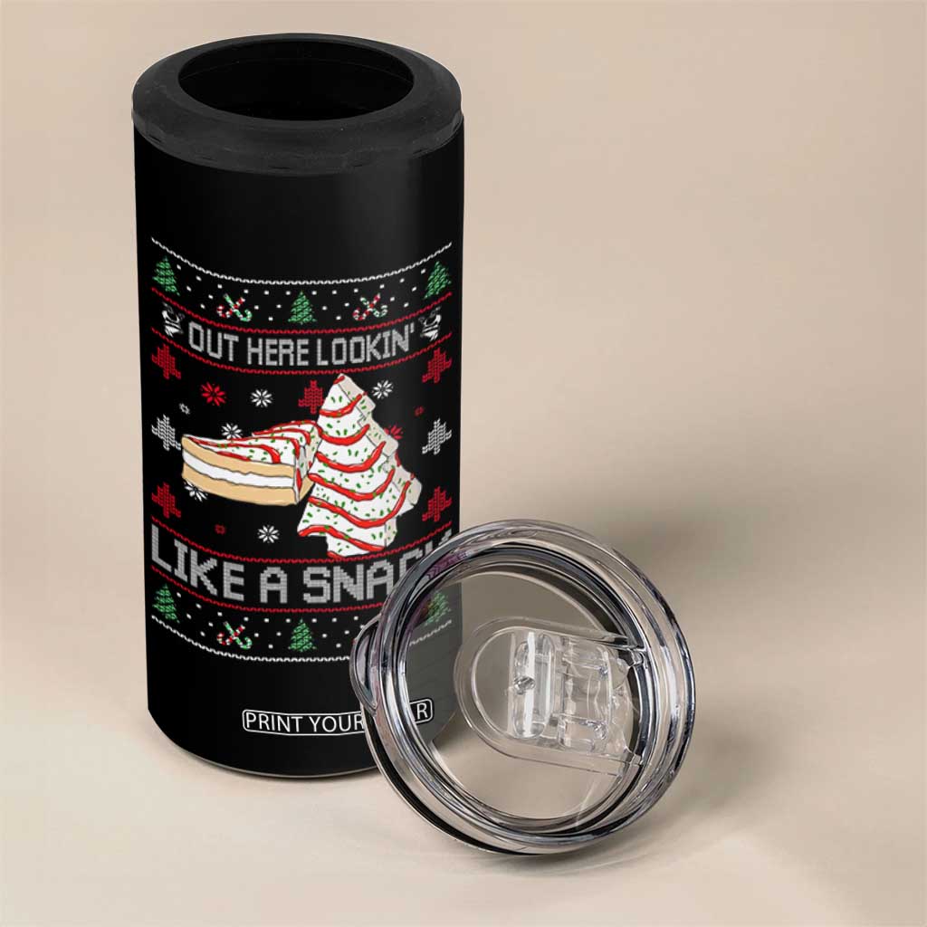 Debbies Christmas Tree Cake 4 in 1 Can Cooler Tumbler Out Here Lookin Like A Snack TS10 Print Your Wear