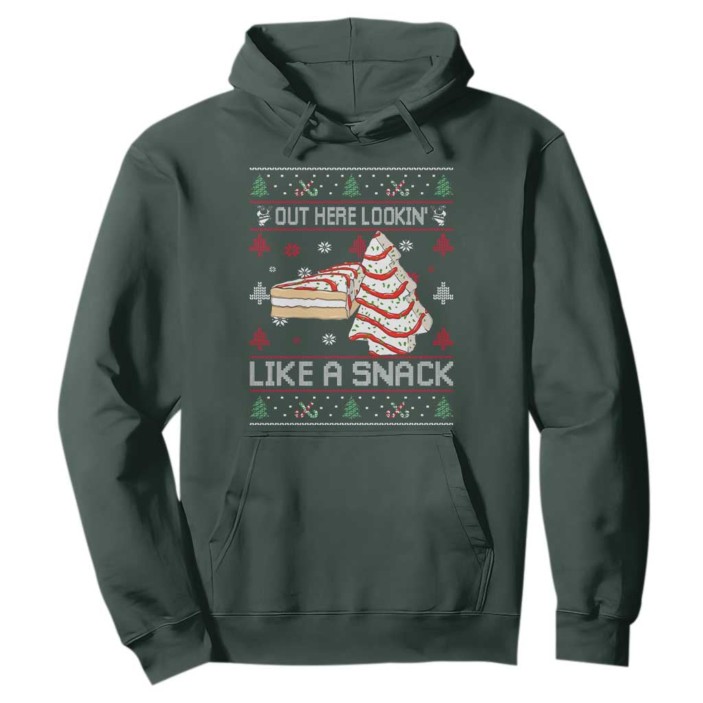 Debbies Christmas Tree Cake Hoodie Out Here Lookin Like A Snack TS10 Dark Forest Green Print Your Wear