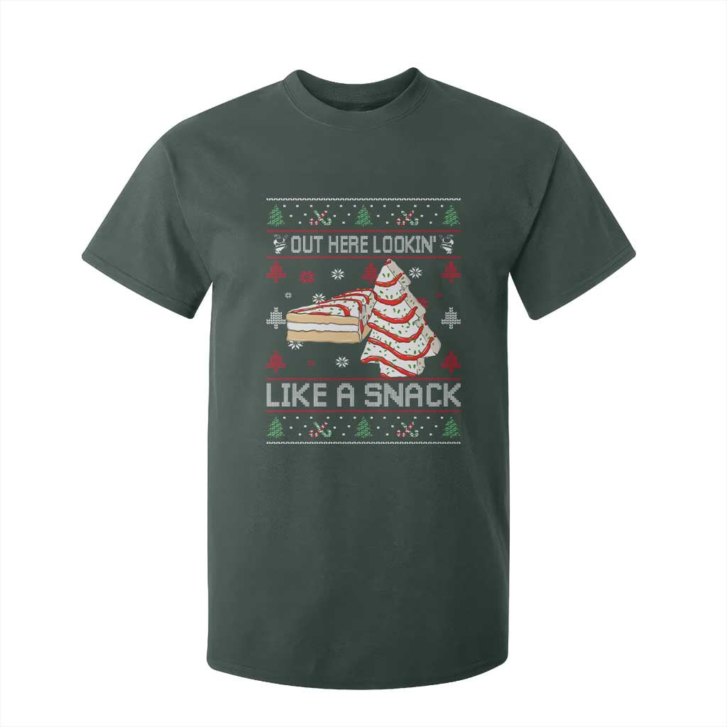 Debbies Christmas Tree Cake T Shirt For Kid Out Here Lookin Like A Snack TS10 Dark Forest Green Print Your Wear