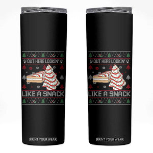 Debbies Christmas Tree Cake Skinny Tumbler Out Here Lookin Like A Snack TS10 Black Print Your Wear