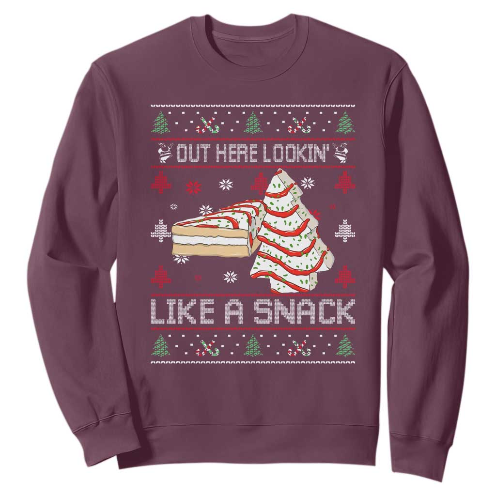 Debbies Christmas Tree Cake Sweatshirt Out Here Lookin Like A Snack TS10 Maroon Print Your Wear