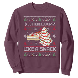 Debbies Christmas Tree Cake Sweatshirt Out Here Lookin Like A Snack TS10 Maroon Print Your Wear
