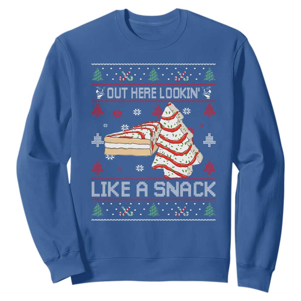 Debbies Christmas Tree Cake Sweatshirt Out Here Lookin Like A Snack TS10 Royal Blue Print Your Wear