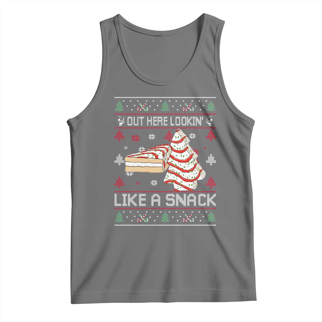 Debbies Christmas Tree Cake Tank Top Out Here Lookin Like A Snack TS10 Black Heather Print Your Wear