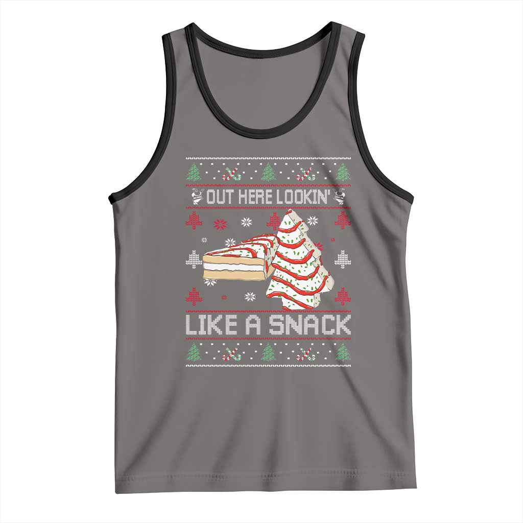 Debbies Christmas Tree Cake Tank Top Out Here Lookin Like A Snack TS10 Deep Heather Black Print Your Wear