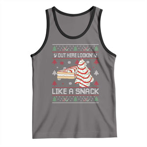 Debbies Christmas Tree Cake Tank Top Out Here Lookin Like A Snack TS10 Deep Heather Black Print Your Wear