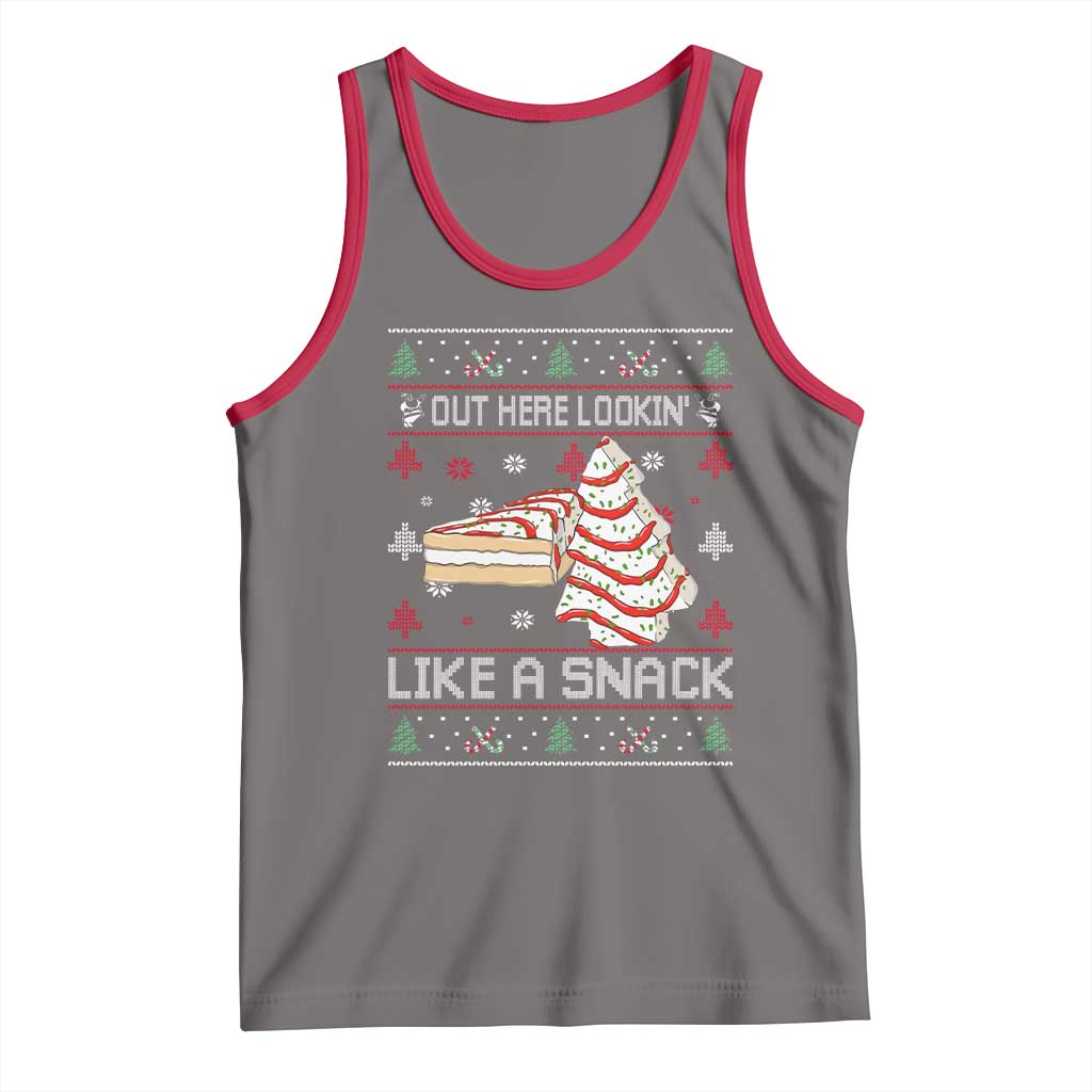 Debbies Christmas Tree Cake Tank Top Out Here Lookin Like A Snack TS10 Deep Heather Red Print Your Wear