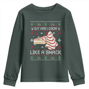 Debbies Christmas Tree Cake Youth Sweatshirt Out Here Lookin Like A Snack TS10 Dark Forest Green Print Your Wear