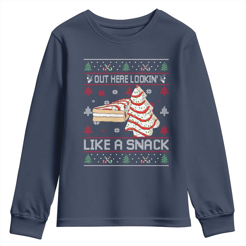 Debbies Christmas Tree Cake Youth Sweatshirt Out Here Lookin Like A Snack TS10 Navy Print Your Wear