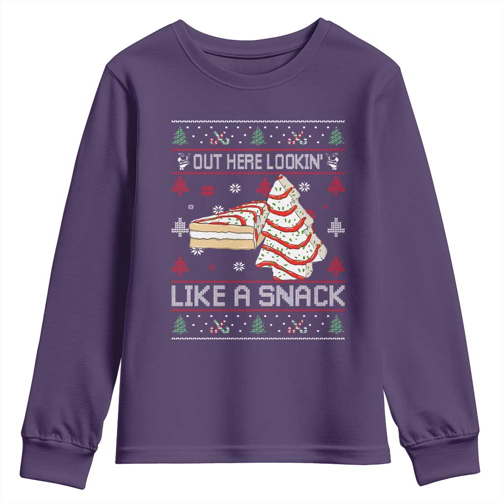 Debbies Christmas Tree Cake Youth Sweatshirt Out Here Lookin Like A Snack TS10 Purple Print Your Wear