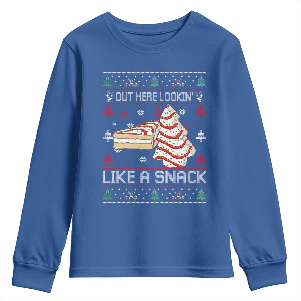 Debbies Christmas Tree Cake Youth Sweatshirt Out Here Lookin Like A Snack TS10 Royal Blue Print Your Wear