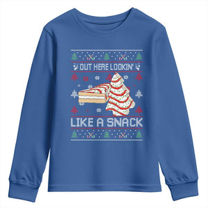 Debbies Christmas Tree Cake Youth Sweatshirt Out Here Lookin Like A Snack TS10 Royal Blue Print Your Wear