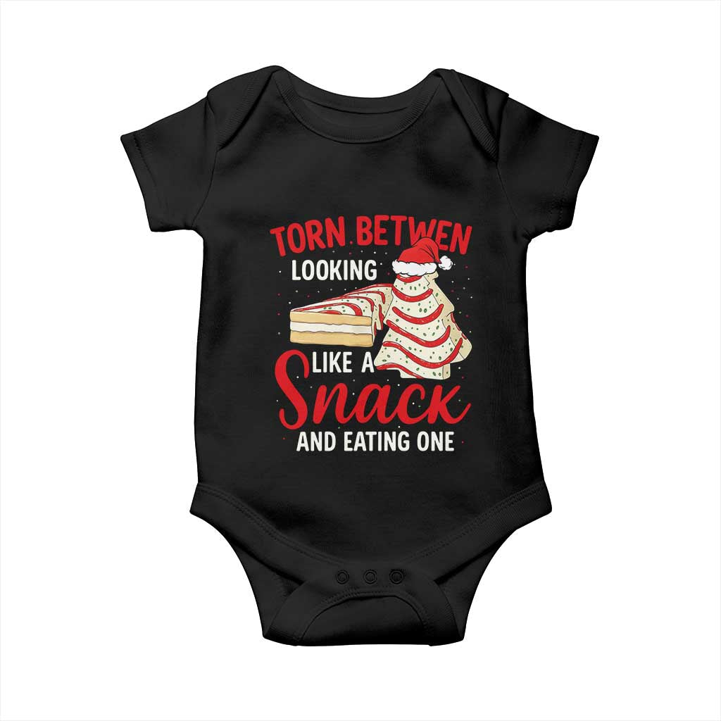 Torn Between Looking Like A Snack Or Eating One Christmas Baby Onesie Debbies Tree Cake TS10 Black Print Your Wear