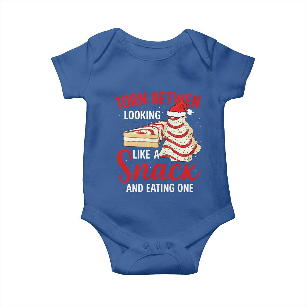 Torn Between Looking Like A Snack Or Eating One Christmas Baby Onesie Debbies Tree Cake TS10 Royal Blue Print Your Wear
