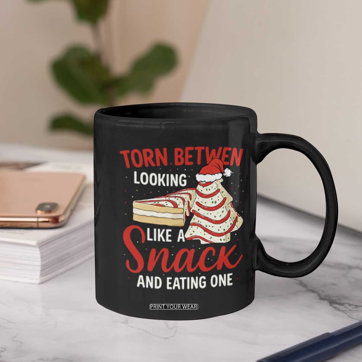 Torn Between Looking Like A Snack Or Eating One Christmas Coffee Mug Debbies Tree Cake TS10 Print Your Wear