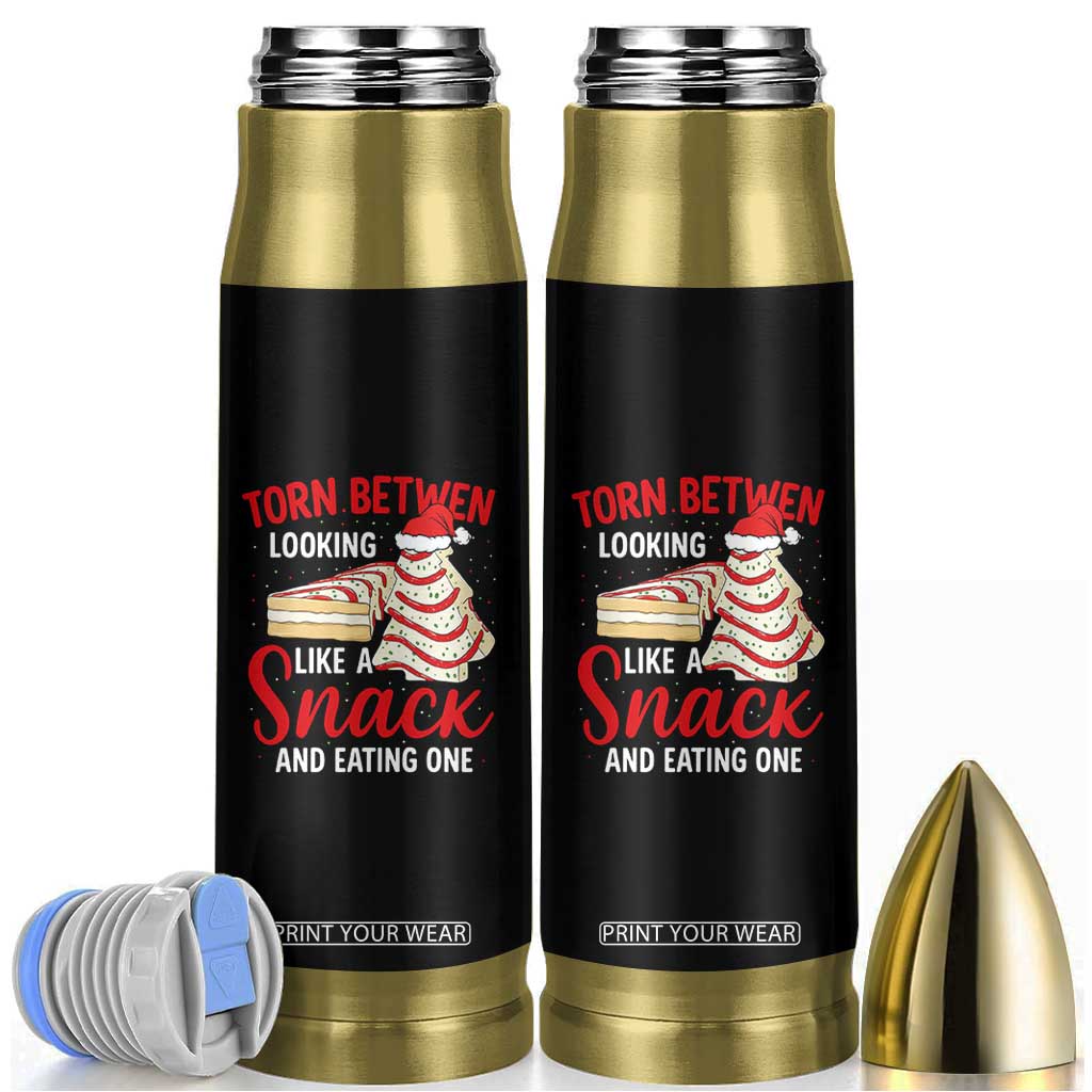 Torn Between Looking Like A Snack Or Eating One Christmas Bullet Tumbler Debbies Tree Cake TS10 Black Print Your Wear