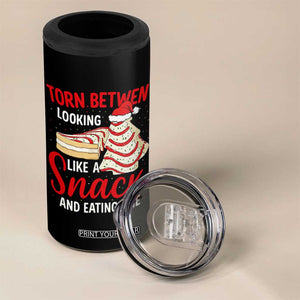 Torn Between Looking Like A Snack Or Eating One Christmas 4 in 1 Can Cooler Tumbler Debbies Tree Cake TS10 Print Your Wear