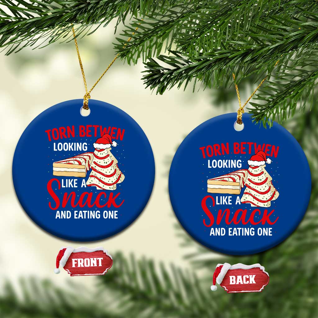 Torn Between Looking Like A Snack Or Eating One Christmas Ceramic Ornament Debbies Tree Cake TS10 1pc Blue Print Your Wear