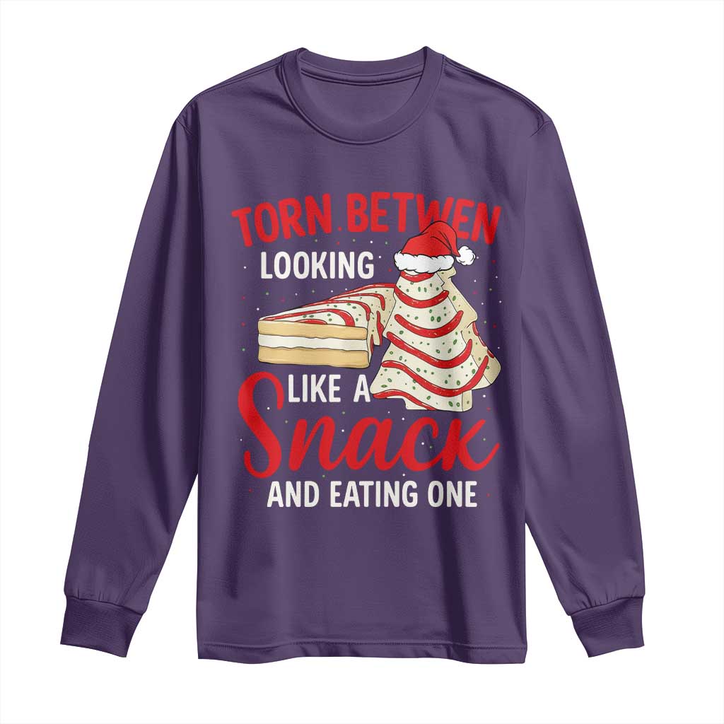 Torn Between Looking Like A Snack Or Eating One Christmas Long Sleeve Shirt Debbies Tree Cake TS10 Purple Print Your Wear
