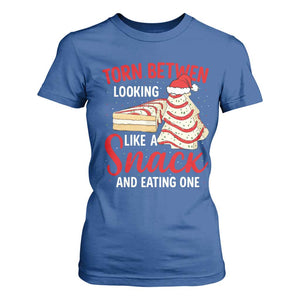 Torn Between Looking Like A Snack Or Eating One Christmas T Shirt For Women Debbies Tree Cake TS10 Royal Blue Print Your Wear