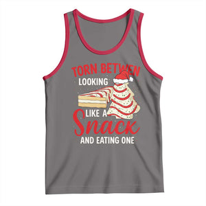 Torn Between Looking Like A Snack Or Eating One Christmas Tank Top Debbies Tree Cake TS10 Deep Heather Red Print Your Wear