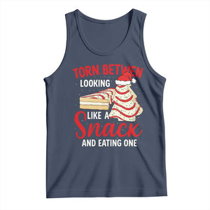 Torn Between Looking Like A Snack Or Eating One Christmas Tank Top Debbies Tree Cake TS10 Navy Print Your Wear
