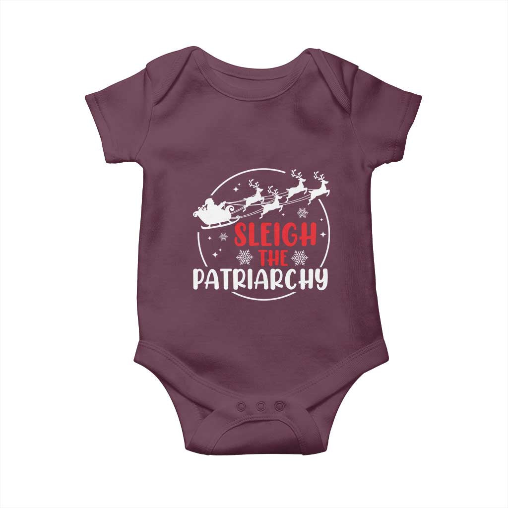 Sleigh The Patriarchy Baby Onesie Feminist Christmas Womens Rights TS10 Maroon Print Your Wear