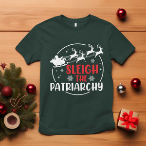 Sleigh The Patriarchy T Shirt Feminist Christmas Womens Rights TS10 Dark Forest Green Print Your Wear