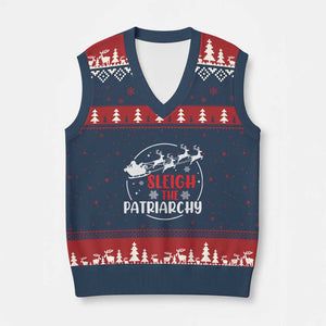 Sleigh The Patriarchy V-Neck Knit Sweater Vest Feminist Xmas Womens Rights TS10 Navy Red Print Your Wear