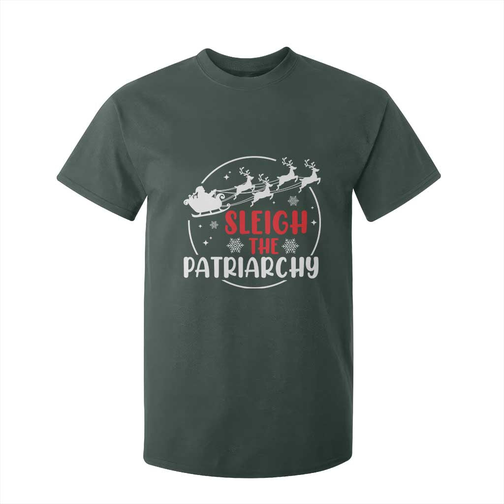 Sleigh The Patriarchy T Shirt For Kid Feminist Christmas Womens Rights TS10 Dark Forest Green Print Your Wear