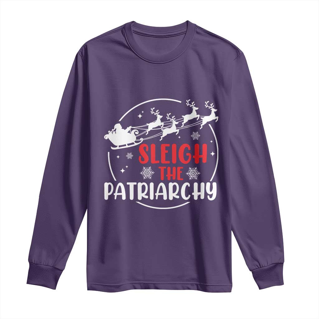 Sleigh The Patriarchy Long Sleeve Shirt Feminist Christmas Womens Rights TS10 Purple Print Your Wear